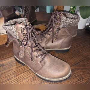 Brown Lace-Up Ankle Boots